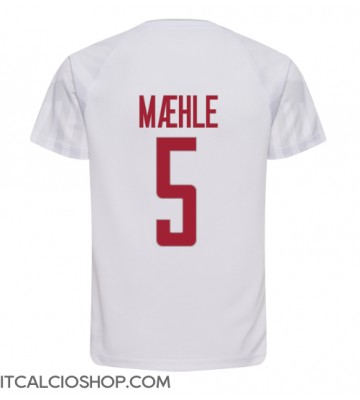 Danimarca Joakim Maehle #5 Seconda Maglia Mondiali 2022 Manica Corta